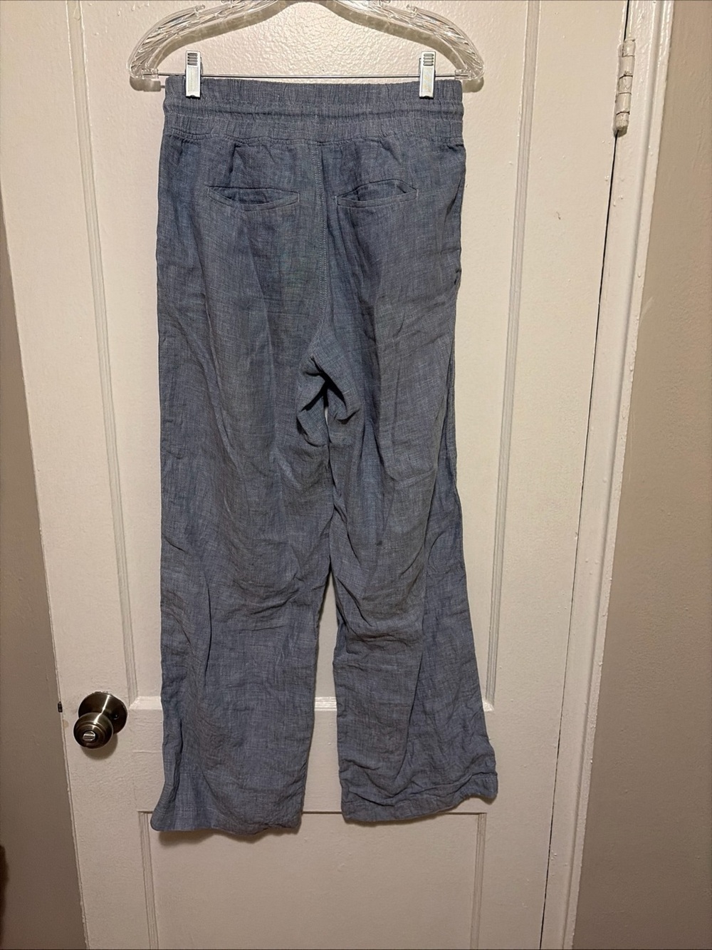 Athleta Cabo Linen Wide Leg Pants Women Size 6 Blue Casual Beach Boho Trouser - Picture 4 of 5
